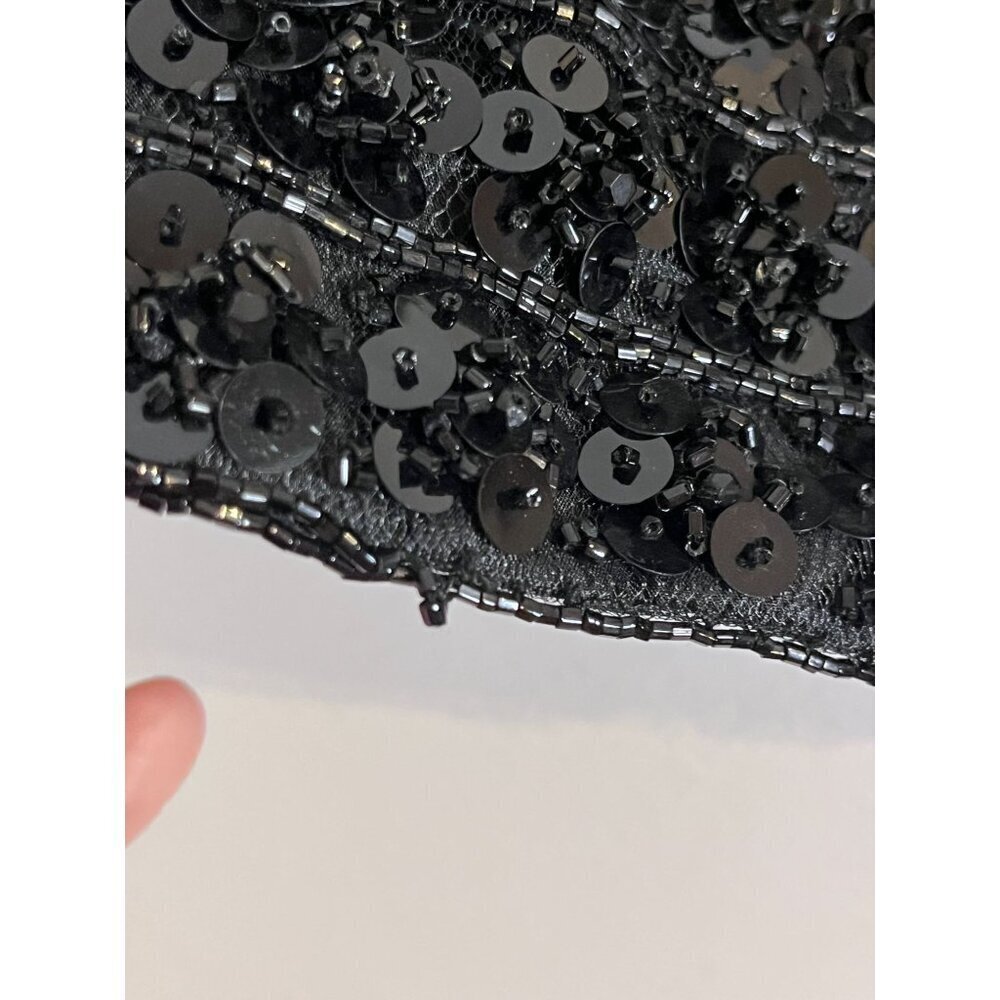 Vintage Beaded Sequin Top XS Black Retro Classic Glam Chic Shiny Resort Preppy - Picture 10 of 10